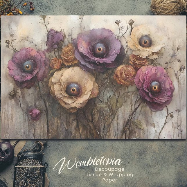 Gotische Fantasie Blumenstrauß mit Augen dekoupage Seidenpapier (Von Creator hochgeladen)