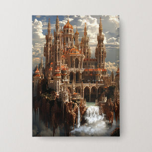 Gotische Fantasy-Burg in der Traumlandschaft der W Button