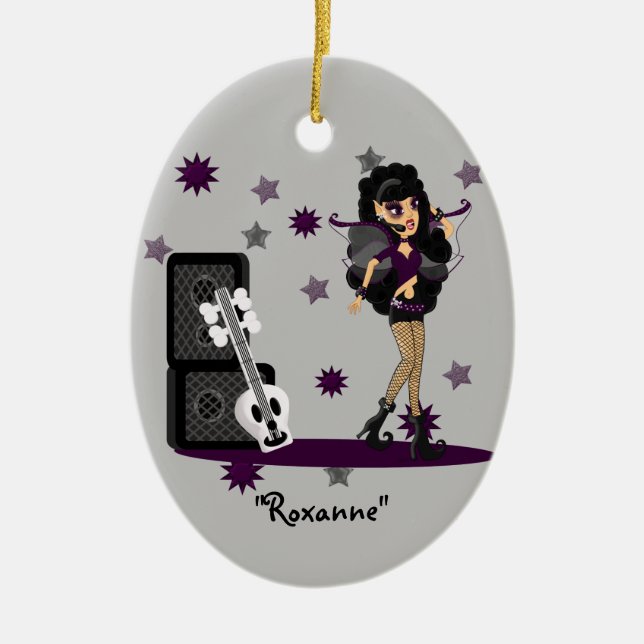 Gotische Fee mit Skull Guitar Keramikornament (Vorne)