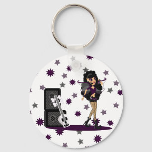 Gotische Fee mit Skull Guitar Schlüsselanhänger