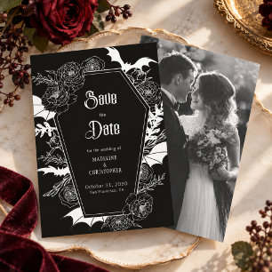 Gotische Florale Hochzeitsfoto Save-the-Date-Karte Einladung