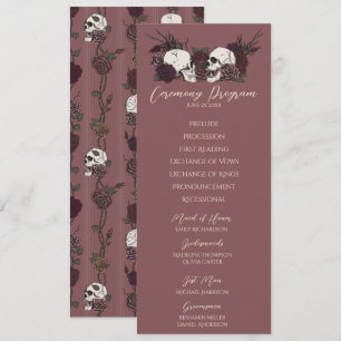 Gotische Florale Mauve-Pink Hochzeits-Programmkart