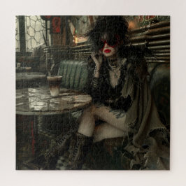 Gotische Frau im Café Puzzle