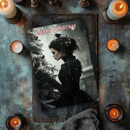 Gotische Frau mit Baumweihnachtskarte