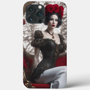 Gotische Frau mit Rote Rose-Headpiece Case-Mate iPhone Hülle