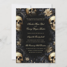 Gotische Goldene Skulls & Blume Hochzeit