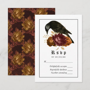 Gotische Grunge-Raben-Hochzeit RSVP Karte