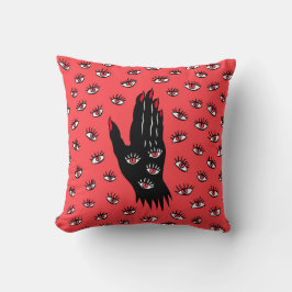 Gotische Halloween Art - Schwarze Hand Spooky Eyes Kissen