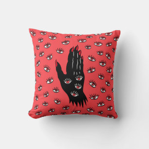 Gotische Halloween Art - Schwarze Hand Spooky Eyes Kissen