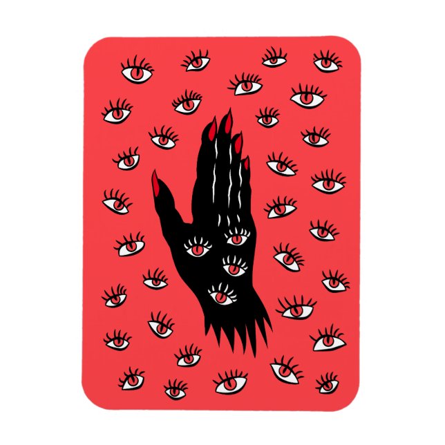 Gotische Halloween Art - Schwarze Hand Spooky Eyes Magnet (Vertikal)