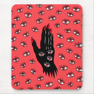 Gotische Halloween Art - Schwarze Hand Spooky Eyes Mousepad