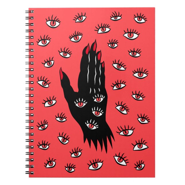 Gotische Halloween Art - Schwarze Hand Spooky Eyes Notizblock (Vorderseite)