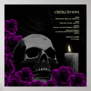 Gotische Halloween Drinks Menü Schild Skull-Rose