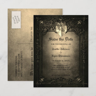 Gotische Halloween-Hochzeit - Merkt Euch den Termi Ankündigungspostkarte