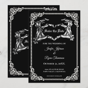 Gotische Halloween-Hochzeit Save-the-Date-Einladun Ankündigung