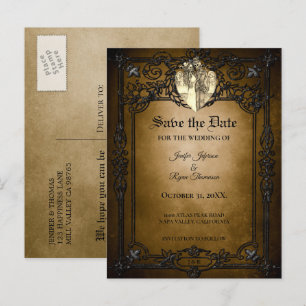 Gotische Halloween-Hochzeit Save-the-Date-Postkart Ankündigungspostkarte
