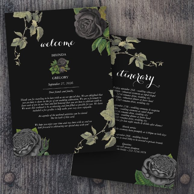 Gotische Halloween-Rose Hochzeitreise Programm (Gothic Halloween Black Roses Wedding Itinerary Program)