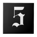 Gotische Hausnummer-Fliese - Weiß auf Schwarzem Fliese<br><div class="desc">Gotische Hausnummer-Fliese - Weiß auf Schwarzem</div>