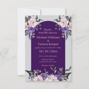 Gotische Hochzeit im Zeichen des Purpurroten & Ros Einladung