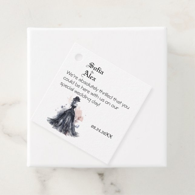 Gotische Hochzeit in Aquarellfarbe Geschenkanhänger (Beispiel)