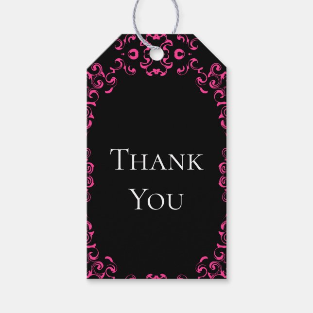 Gotische Hochzeit in Pink und Schwarz Geschenkanhänger (Vorderseite)