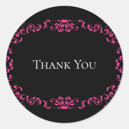 Gotische Hochzeit in Pink und Schwarz Runder Aufkleber