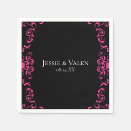 Gotische Hochzeit in Pink und Schwarz Serviette