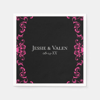 Gotische Hochzeit in Pink und Schwarz Serviette
