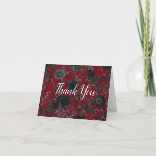 Gotische Hochzeit in Rot und Schwarz-Rose dank Kar Dankeskarte