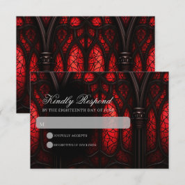 Gotische Hochzeit in Rot und Schwarz RSVP Karte