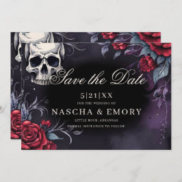Gotische Hochzeit in Rot und Schwarz Save The Date
