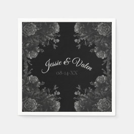 Gotische Hochzeit in Schwarz und Grau-Rose Serviette