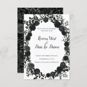 Gotische Hochzeit in Weiß und Schwarz-Rose speiche Einladung