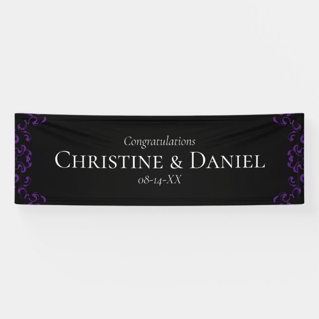 Gotische Hochzeit lila & schwarz Banner (Horizontal)