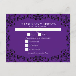 Gotische Hochzeit lila & schwarz Feiertagspostkarte