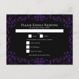 Gotische Hochzeit lila & schwarz Feiertagspostkarte