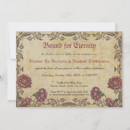Gotische Hochzeit mit Dark Florals Einladung