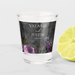 Gotische Hochzeit mit Lila und schwarzer Flora Schnapsglas