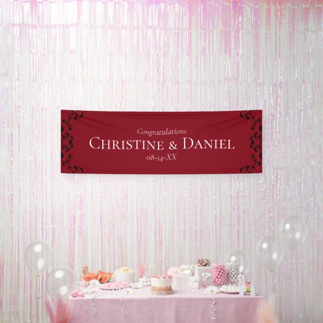 Gotische Hochzeit mit schwarzem Swirl Banner (Party)