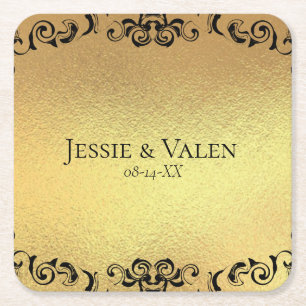 Gotische Hochzeit mit schwarzem Swirl Rechteckiger Pappuntersetzer