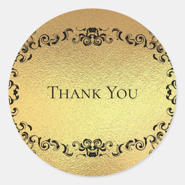 Gotische Hochzeit mit schwarzem Swirl Runder Aufkleber (Vorderseite)