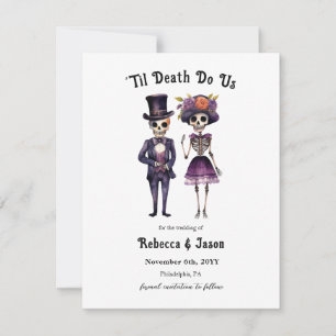 Gotische Hochzeit speichern Sie die Dattelskelette Ankündigung