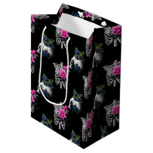 Gotische Hochzeit von Navy Blue und Pink Floral Sk Mittlere Geschenktüte