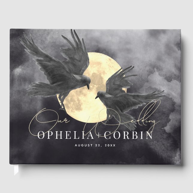 Gotische Hochzeit von Raven & Golden Moon Gästebuch (Vorderseite)