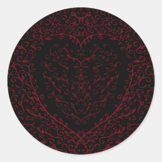 Gotische Hochzeitsaufkleber für Rotes und Schwarze Runder Aufkleber