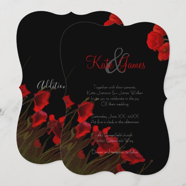 Gotische Hochzeitseinladung von Rec und Black Popp Einladung (Vorne/Hinten)