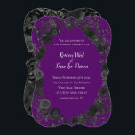 Gotische Hochzeitseinladungen in lila und schwarze Einladung<br><div class="desc">Die gotische Hochzeitskollektion der gotischen Lila und schwarzen Rose wird durch unsere lila und schwarzen Rose ergänzt. Dunkelschwarz und tiefer lila Kontrast mit einer Fülle dunkler Blumenmotive. Script-Schriftart gepaart mit Serif-Schriftart,  verleiht einem künstlerischen Aussehen,  das gut mit gotischen Stil.</div>
