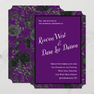 Gotische Hochzeitseinladungen in lila und schwarze Einladung