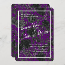 Gotische Hochzeitseinladungen in lila und schwarze