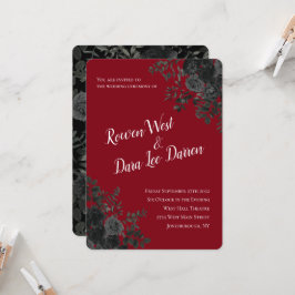 Gotische Hochzeitseinladungen in Rot und Schwarz R Einladung